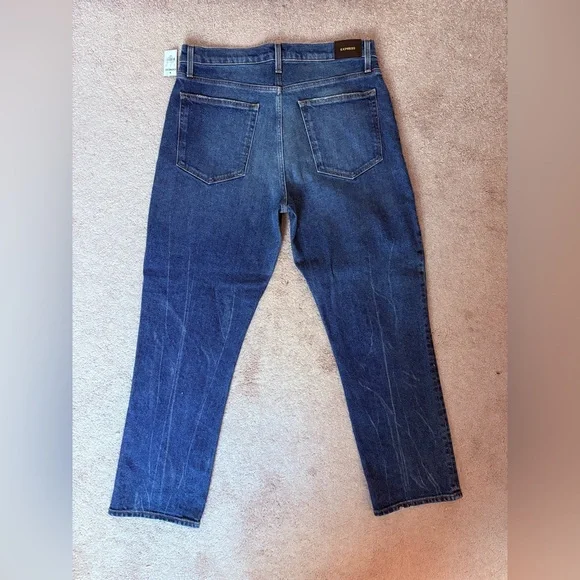 Express Modern Straight High Rise Blue Jeans - Picture 7 of 8